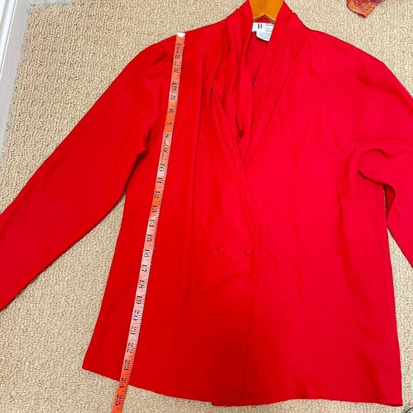 Vintage Braemar by Jeremy Scott Draped Blazer Button Blouse  Red - Picture 12 of 14